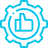 gear and thumbs up icon
