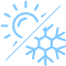 illustration of a sun and a snowflake